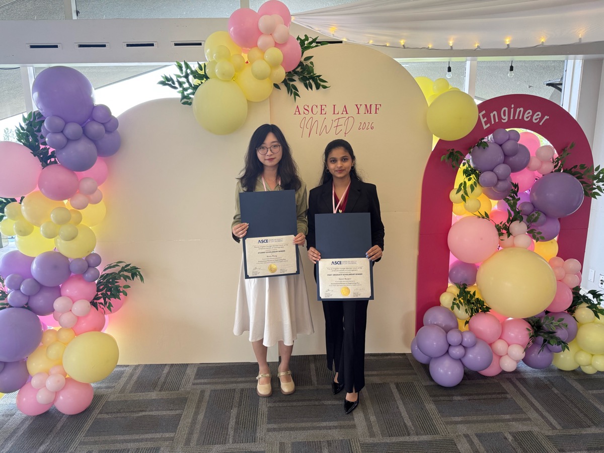 Kexin Wang receiving the 2026 ASCE LA YMF INWED Student Scholarship